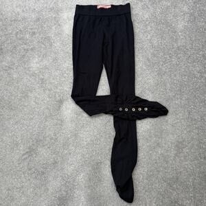 JWLA Johnny Was Leggings Womens XS Black Ruched Button Cuffs Stretch Knit Casual